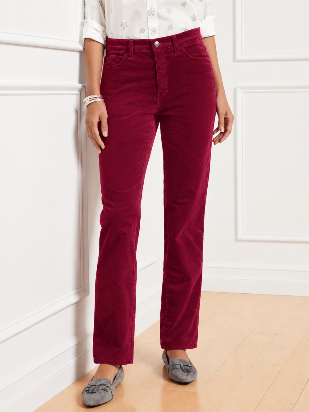 Talbots • NWT 8 Straight Leg Velveteen Pant Full Length High Waist